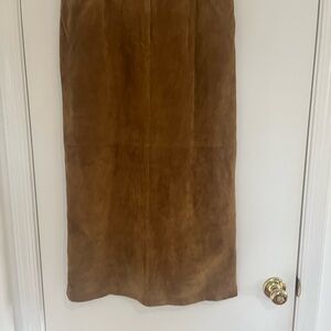 North West Blue Vintage Suede Academia Y2K Western Camel Slit Long Skirt Sz 12